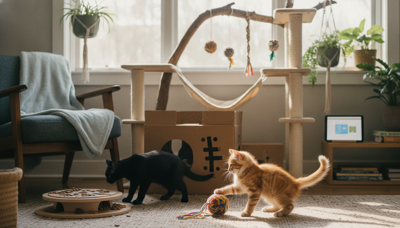 Indoor Cat Enrichment Ideas: DIY Toys & Play Routine